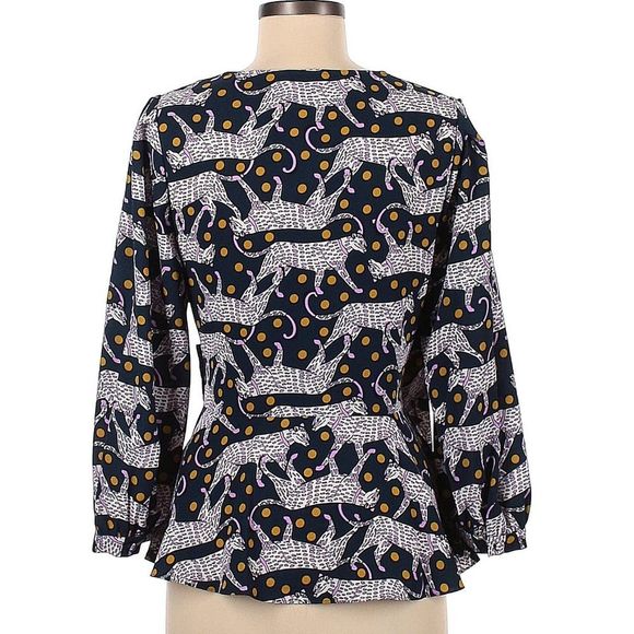🎁 50% OFF Bundles 🎁 NWT Kate Spade Panther Dot Wrap Blouse Size 8 - Picture 2 of 9